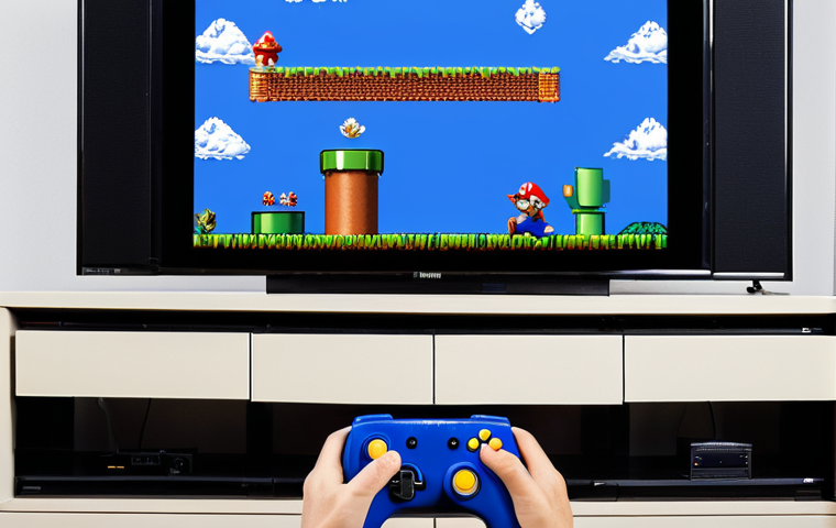 클래식 콘솔과 현대 TV의 호환성 - ** Close-up shot of various cables and adapters used to connect vintage gaming consoles (Atari, Seg...