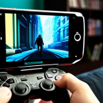 Home 18 소니 PSP 에뮬레이터 설정 가이드 - Nostalgia Meets Modern Gaming** A close-up, cinematic shot of a young adult (25-30 years old) wi...
